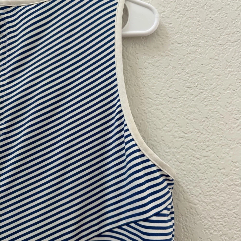 Tommy Bahama IslandZone Aubrey Cassia Navy Blue and White Striped Dress, Large - Picture 9 of 13
